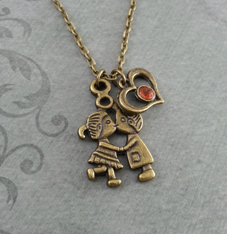 Boy and Girl Kissing Necklace Valentine's Day Necklace Etsy