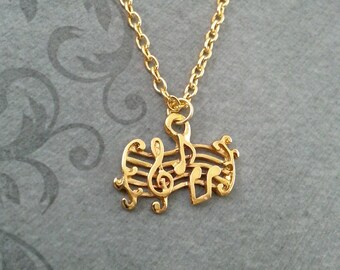 Musical Notes Necklace, SMALL Music Notes Necklace, Classical Music Necklace, Musician Gift, Music Gift, Sheet Music Necklace Music Jewelry