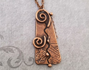 Abstract Necklace Copper Charm Necklace Statement Piece Necklace SMALL Copper Pendant Avant Garde Jewelry Geometric Jewelry Boho Jewelry