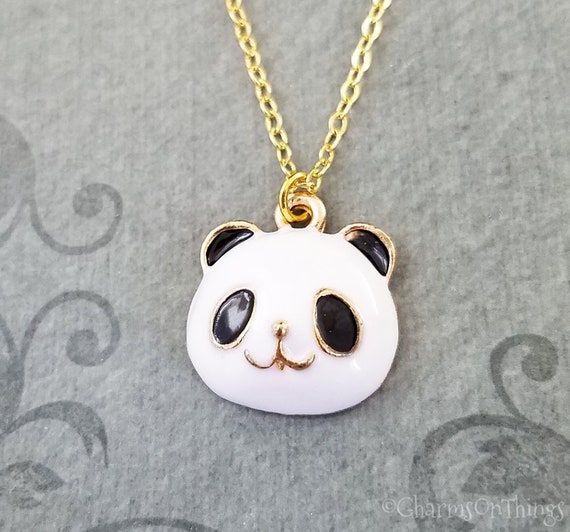 The Difference | Panda Bear Pendant and Necklace, Chinese Panda Bear Coin  Hand Cut, 14 Karat Gold and Rhodium plated, 3/4″ in Diameter, ( #R 67 )