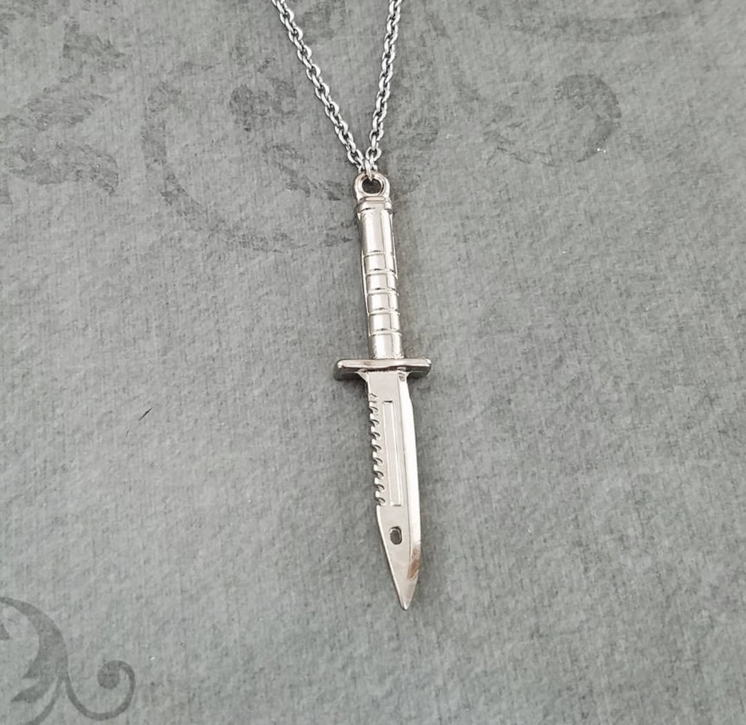 Knife Necklace Dagger Necklace Combat Knife Charm Necklace Etsy