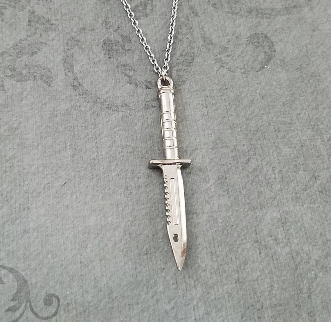 Knife Necklace Dagger Necklace Combat Knife Charm Necklace Etsy