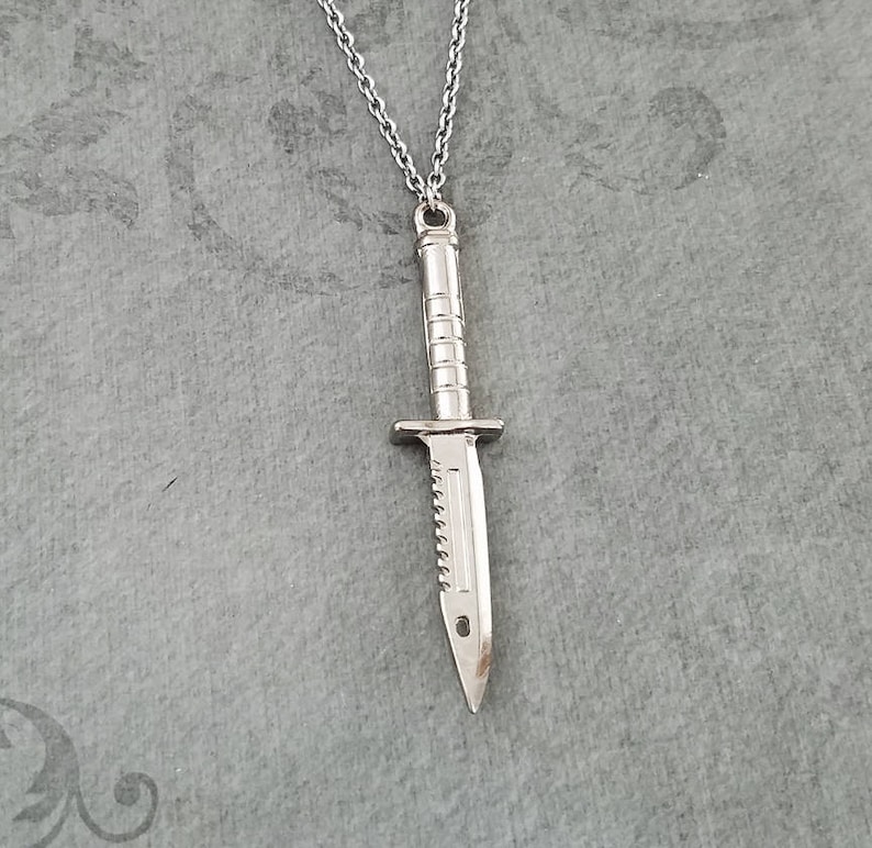 Knife Necklace Dagger Necklace Combat Knife Charm Necklace Etsy
