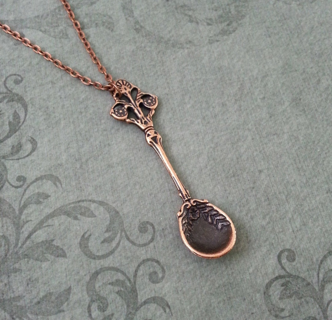 Vintage Spoon Necklace Victorian Spoon Jewelry BIG Copper Spoon Pendant