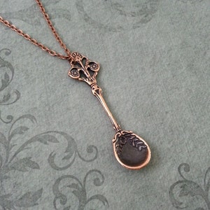 Vintage Spoon Necklace Victorian Spoon Jewelry BIG Copper Spoon Pendant Stocking Stuffer Spoon Charm Necklace Copper Jewelry Spoon Gift