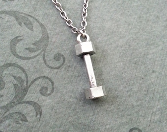 Dumbbell Necklace VERY SMALL Dumbbell Jewelry Exercise Gift Exercise Necklace Workout Gift Workout Jewelry Weight Lifting Gift Weight Loss