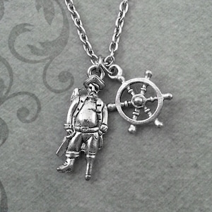 Pirate Necklace, SMALL Pirate Pendant Necklace, Pirate Jewelry, Pirate Gift, Bridesmaid Necklace Pirate Ship Wheel Necklace Captain Necklace