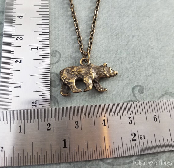 Bear Necklace SMALL Brown Bear Charm Necklace Bronze Necklace Bear