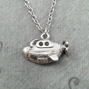 Submarine Necklace SMALL Submarine Jewelry Silver Submarine Charm Necklace Sub Pendant Necklace Steampunk Jewelry Steampunk Necklace