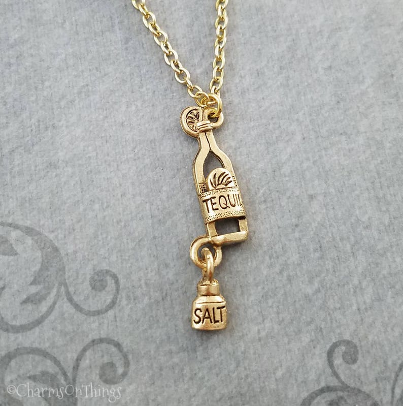 Tequila Necklace SMALL Tequila Jewelry Mexican Jewelry Charm Etsy