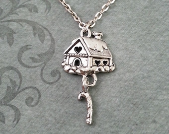 Gingerbread House Necklace, Christmas Jewelry, Gingerbread House Pendant, Gingerbread House Charm Stocking Stuffer Gift Christmas Jewelry