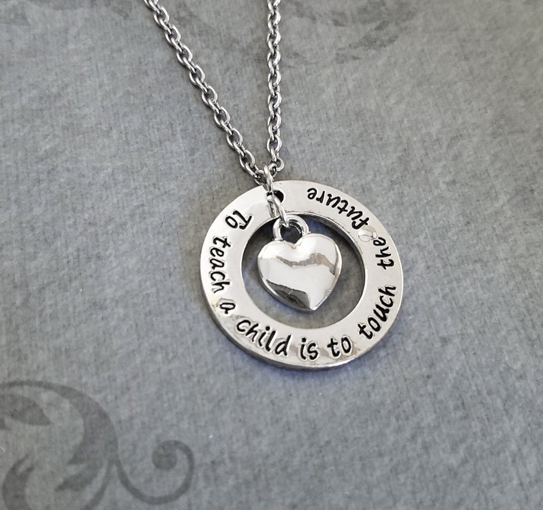 Teach a Child is to Touch Future Necklace Teacher - Etsy México