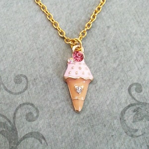 Ice Cream Necklace Necklace VERY SMALL Gold Ice Cream Charm Necklace Ice Cream Jewelry Ice Cream Jewelry Ice Cream Cone Pendant Necklace