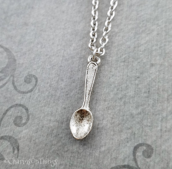 Spoon Necklace, Hidden Spoon Necklace Spoon Necklace Spoon Pendant Mini Tea Spoon  Pendant Classical Necklace(4pcs)