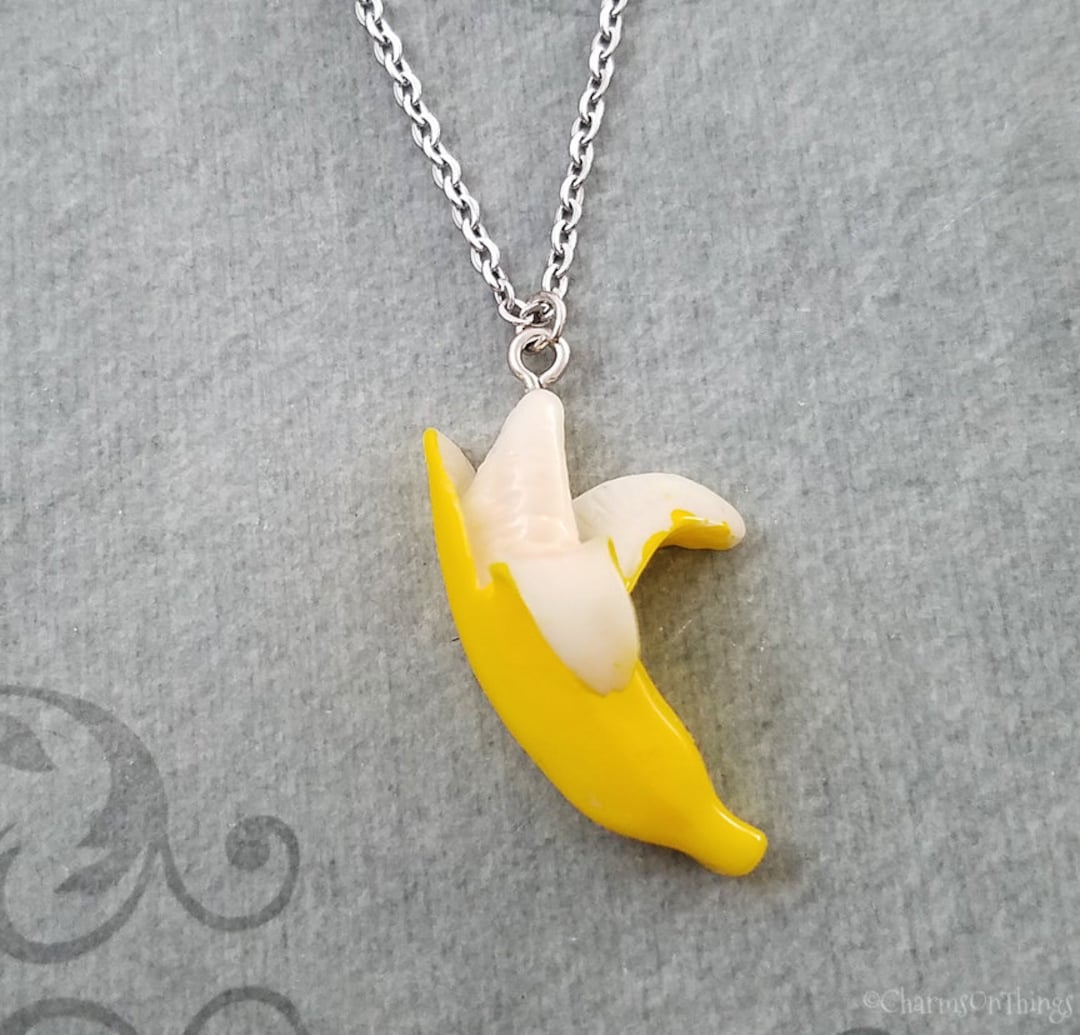 Banana Necklace Banana Charm Necklace Yellow Banana Pendant