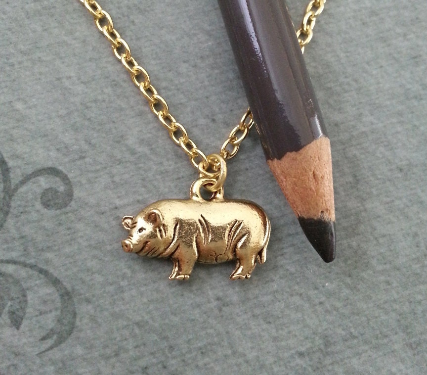 Pig Necklace SMALL Pig Jewelry Gold Necklace Pig Pendant Etsy