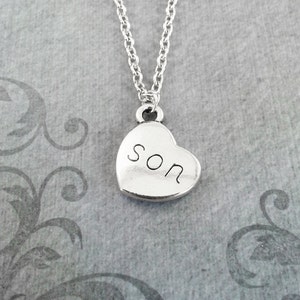 Son Necklace SMALL Son Jewelry Mom Necklace Mom Jewelry Son Heart Necklace Silver Pendant Necklace Mother's Day Necklace Charm Necklace Gift