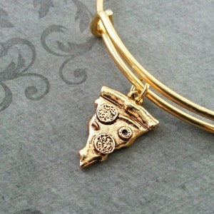 Pizza Bracelet Gold Pizza Bangle Bracelet Adjustable Bangle Expandable Bangle Pepperoni Pizza Gift Pizza Charm Bracelet Pizza Pendant