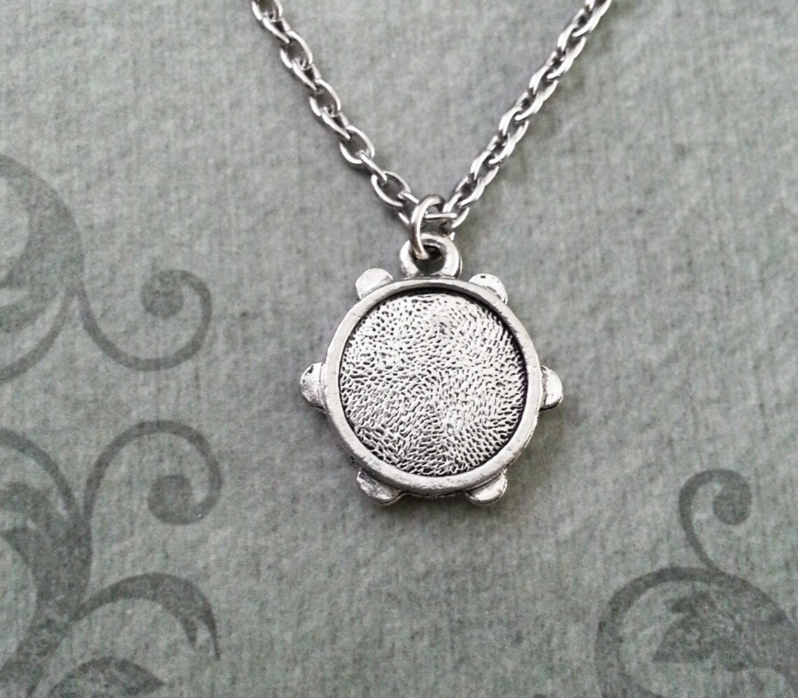 Tambourine Necklace SMALL Silver Tambourine Jewelry Tambourine Etsy