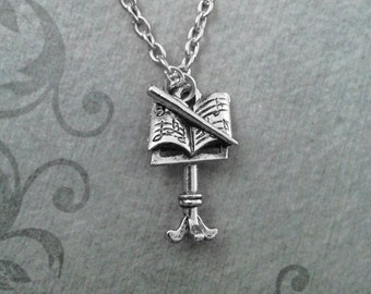 Music Stand Necklace SMALL Classical Music Necklace Musician Gift Music Gift Sheet Music Necklace Conductor Stand Gift Band Necklace Charm