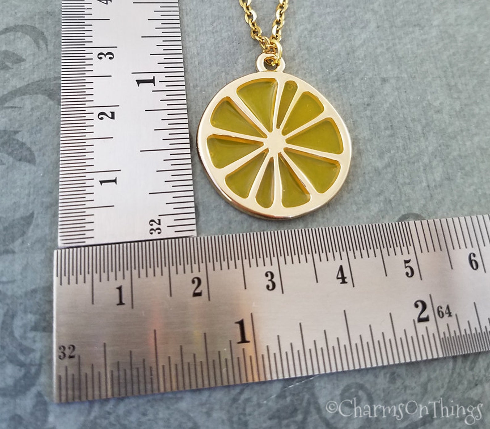 Lemon Necklace Lemon Jewelry Slice of Lemon Charm Necklace Etsy