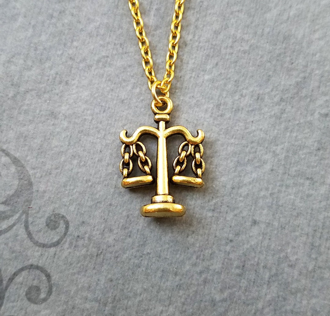 Scales Necklace SMALL Scales of Justice Necklace Scales Charm Necklace ...