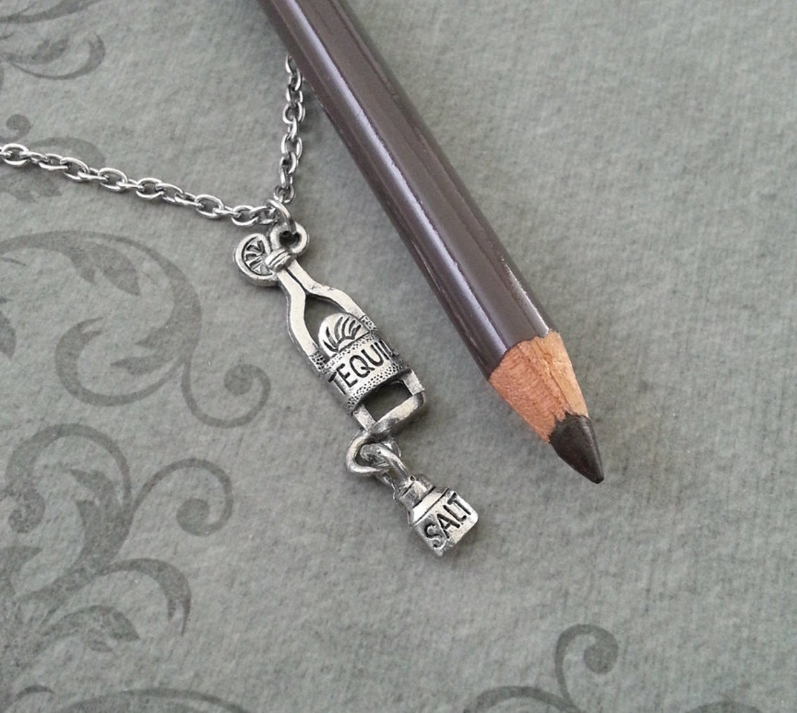 Tequila Necklace SMALL Bottle of Tequila Lime and Salt Etsy