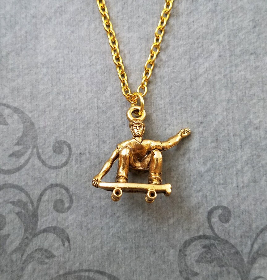 Skateboarder Necklace Skateboarding Necklace Skateboard Etsy