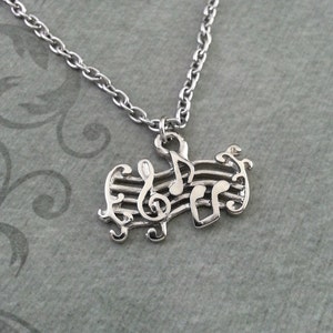 Musical Notes Necklace, SMALL Music Notes Necklace, Classical Music Necklace, Musician Gift, Music Gift, Sheet Music Necklace Music Jewelry