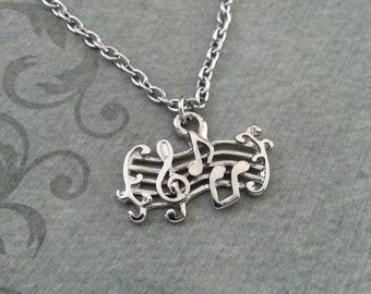 Musical Notes Necklace, SMALL Music Notes Necklace, Classical Music Necklace, Musician Gift, Music Gift, Sheet Music Necklace Music Jewelry