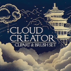 400 Cloud Doodle Stamp Brush Set: Photoshop, Procreate 5, Transparent PNG Shape Outline Overlay Clipart, Sky Formation Drawing Illustrations