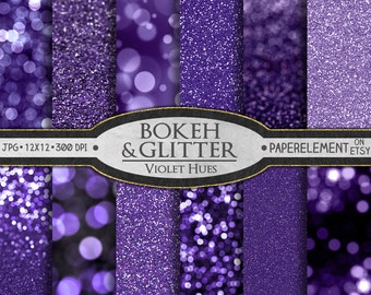 Purple Glitter Paper: Violet Glitter Printables, Purple Printable Bokeh, Purple Bokeh Digital Download, Violet Bokeh Digital Photo Backdrop