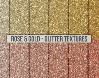 Papel digital con texturas de purpurina dorada y rosa dorada: fondos imprimibles con brillos y destellos brillantes, diseños deslumbrantes