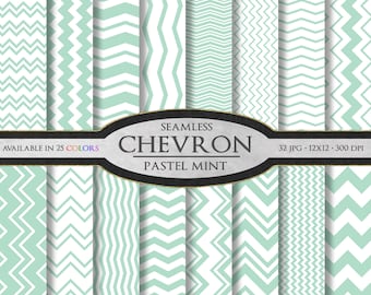 Pastel Chevron Digital Paper: Light Green Chevron Design - Printable Mint Chevron with Cool Mint Zigzag Patterns - Instant Chevron Download