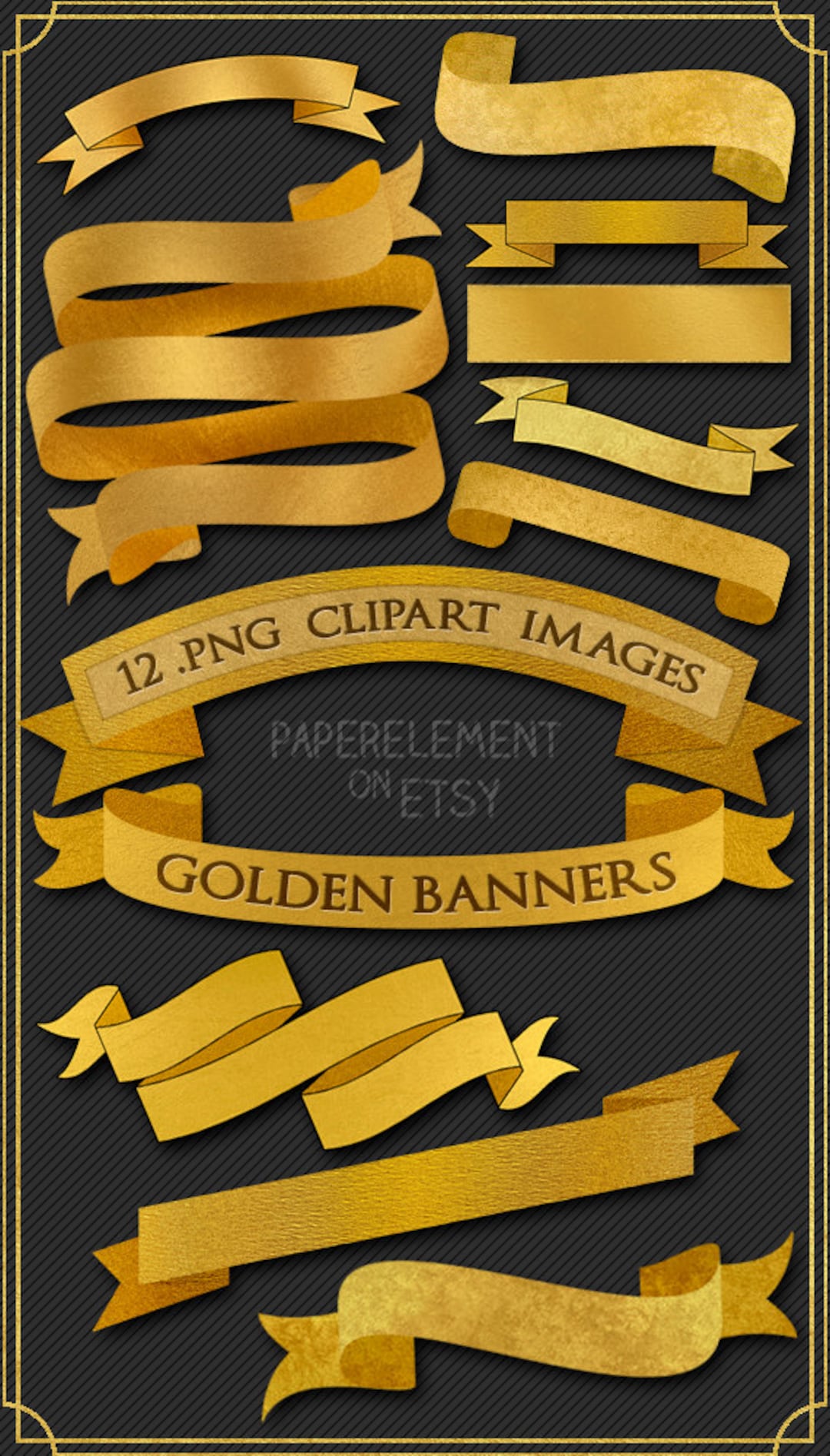 Digital Ribbon Banner Clipart Gold Ribbon Banner Clip Art, Gold Banner