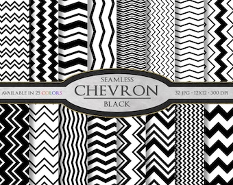 Black Chevron Digital Paper: Chevron Background, Chevron Scrapbook Paper, Chevron Digital Download, Digital Chevron Paper, Chevron Printable