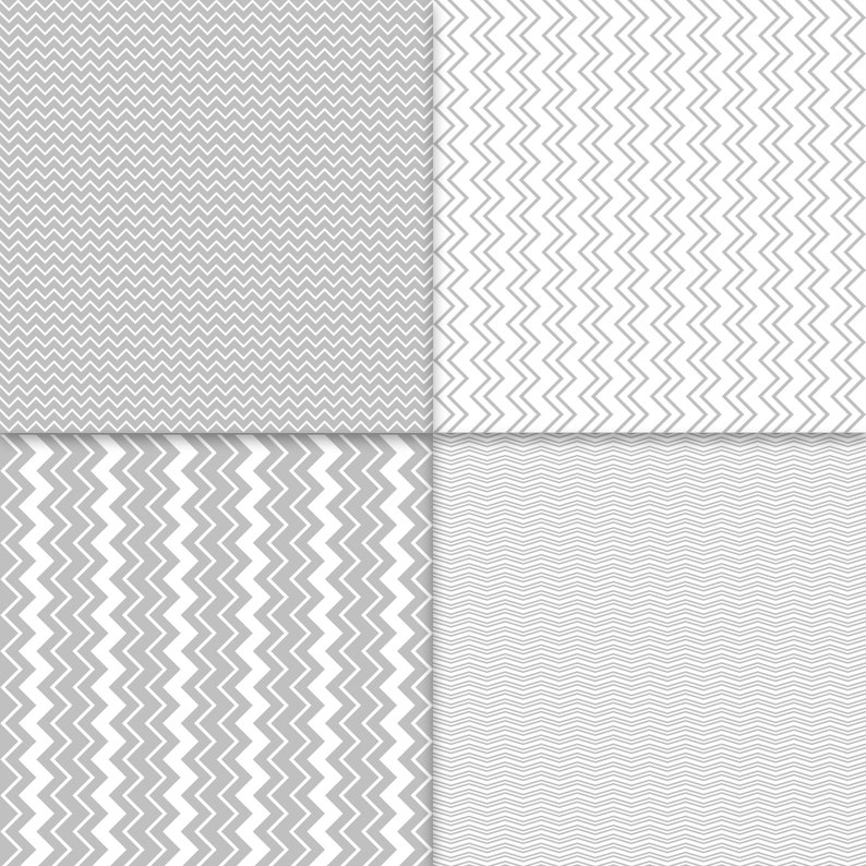 Silver Chevron Digital Paper Pack Silver Scrapbook Paper Chevron Stripes Wedding Patterns Pale Gray Commercial Use Seamless Graphics image 8