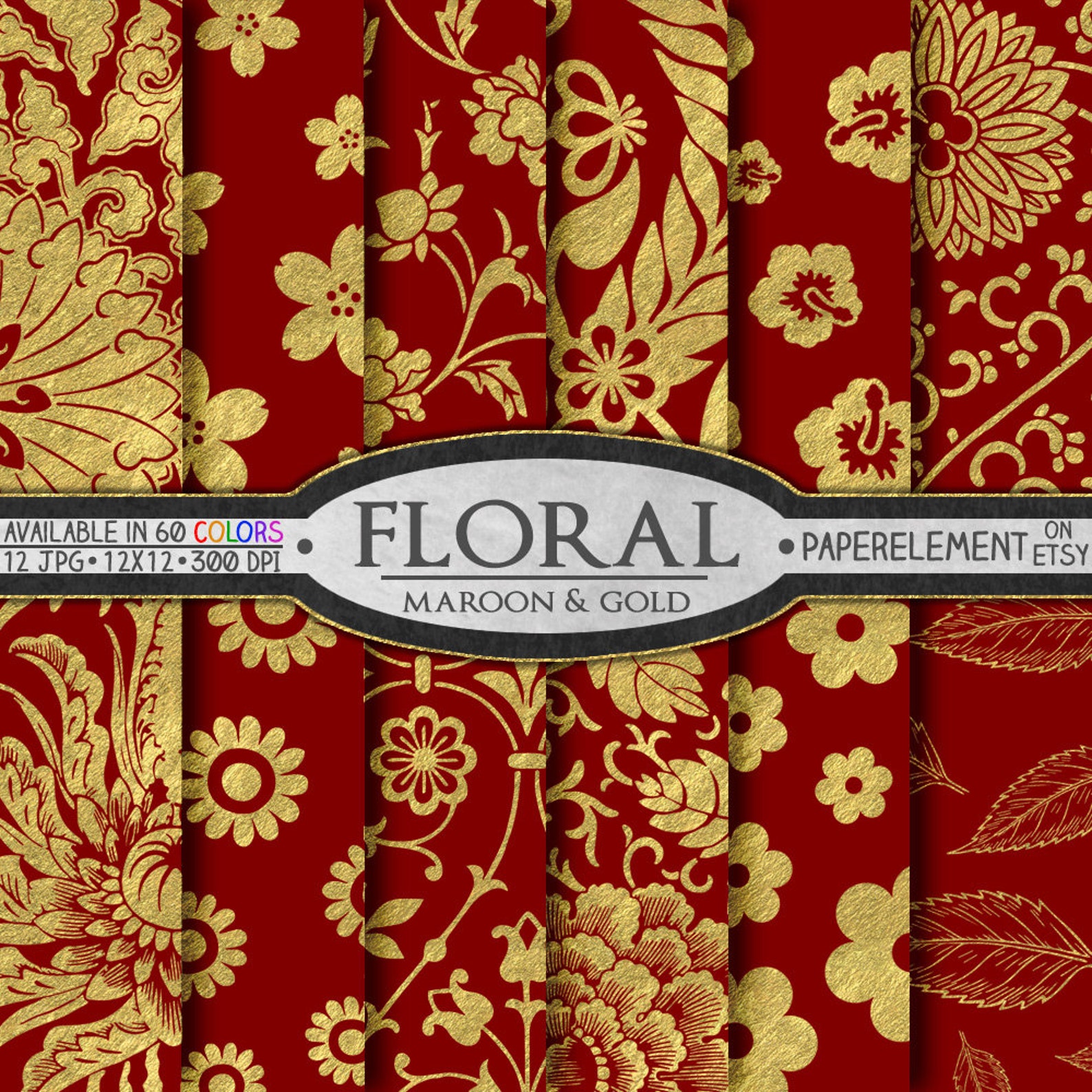 Maroon and Gold Digital Paper Red and Gold Digital Paper Etsy