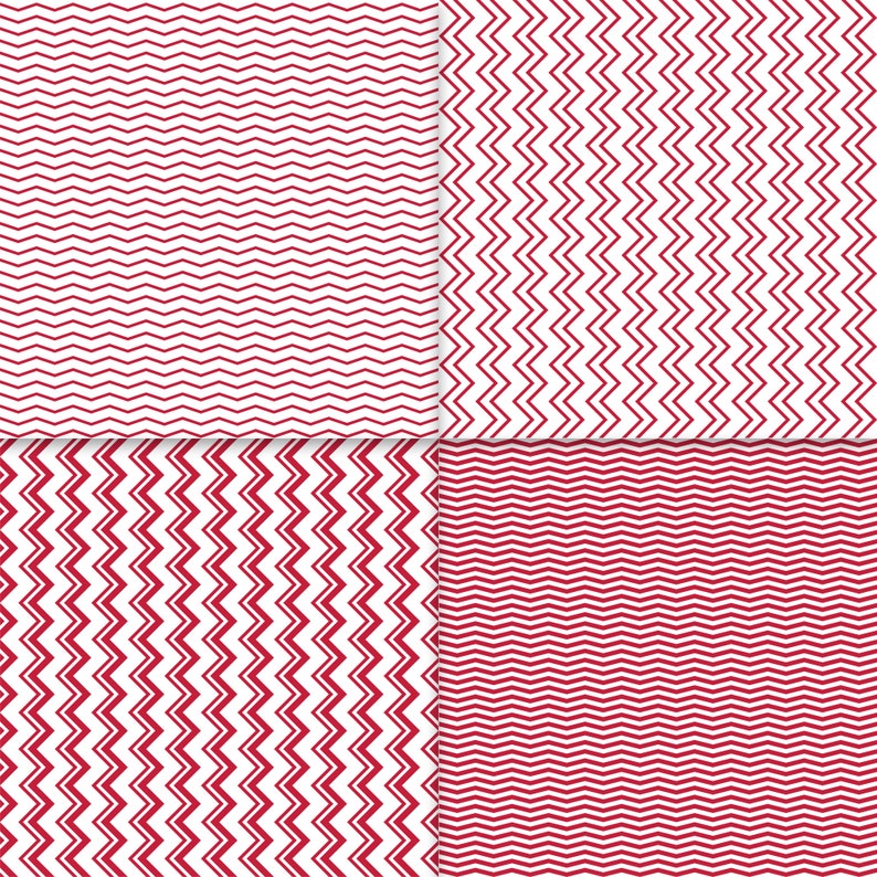 Cardinal Red Digital Paper Pack - Instant Download - Red Chevron Paper ...
