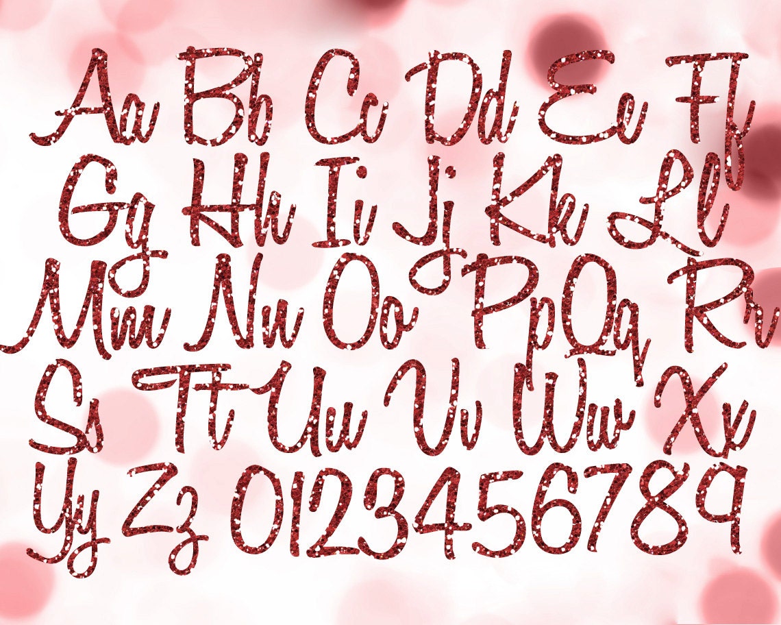 Red Glitter Alphabet Clipart Digital Glitter Alphabet Clip Etsy