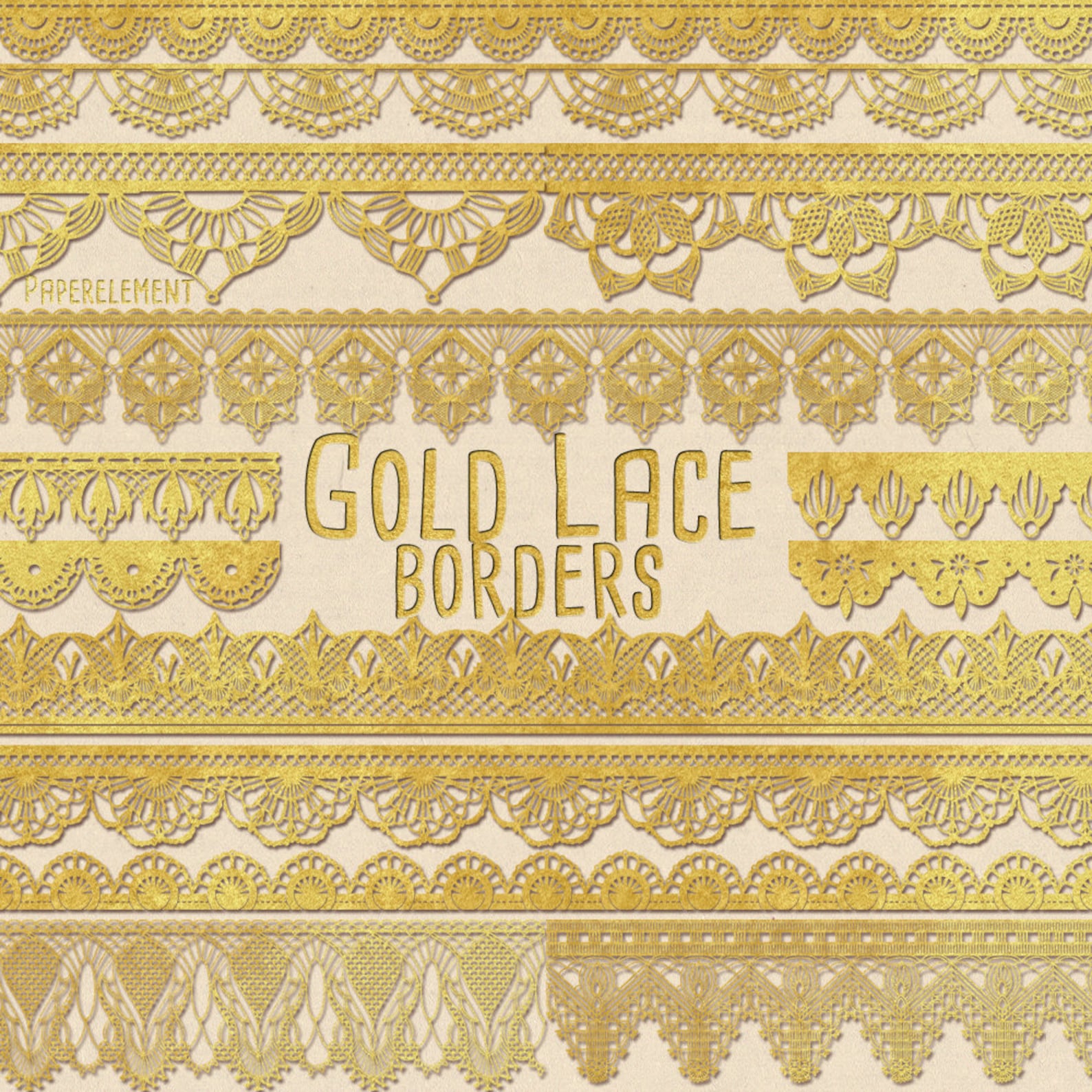 Gold Lace Borders Gold Border Clipart Gold Lace Trim Golden Etsy
