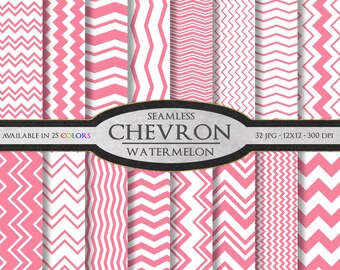 Papel digital Chevron de color rosa sandía: patrones en zigzag sin costuras para imprimir en tonos rosa chicle, páginas de álbumes de recortes para proyectos creativos