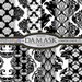 Black Damask Digital Paper: Damask Black, Damask Paper, Black Damask Printables, Black Digital Damask Instant Download, Digital Black Damask 