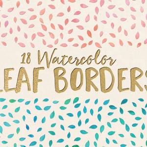 Leaf Border Clipart: Leaf Borders Clip Art, Watercolor Borders, Falling Leaves Clipart, Leaf Art, Leaf Digital Borders, Watercolor Clipart