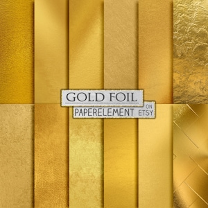 Gold Foil Digital Paper Metallic Golden Background Textures image 1