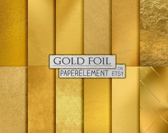 Gold Foil Digital Paper - Metallic Golden Background Textures