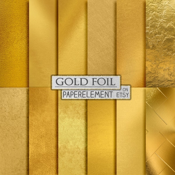Gold Foil Digital Paper - Metallic Golden Background Textures