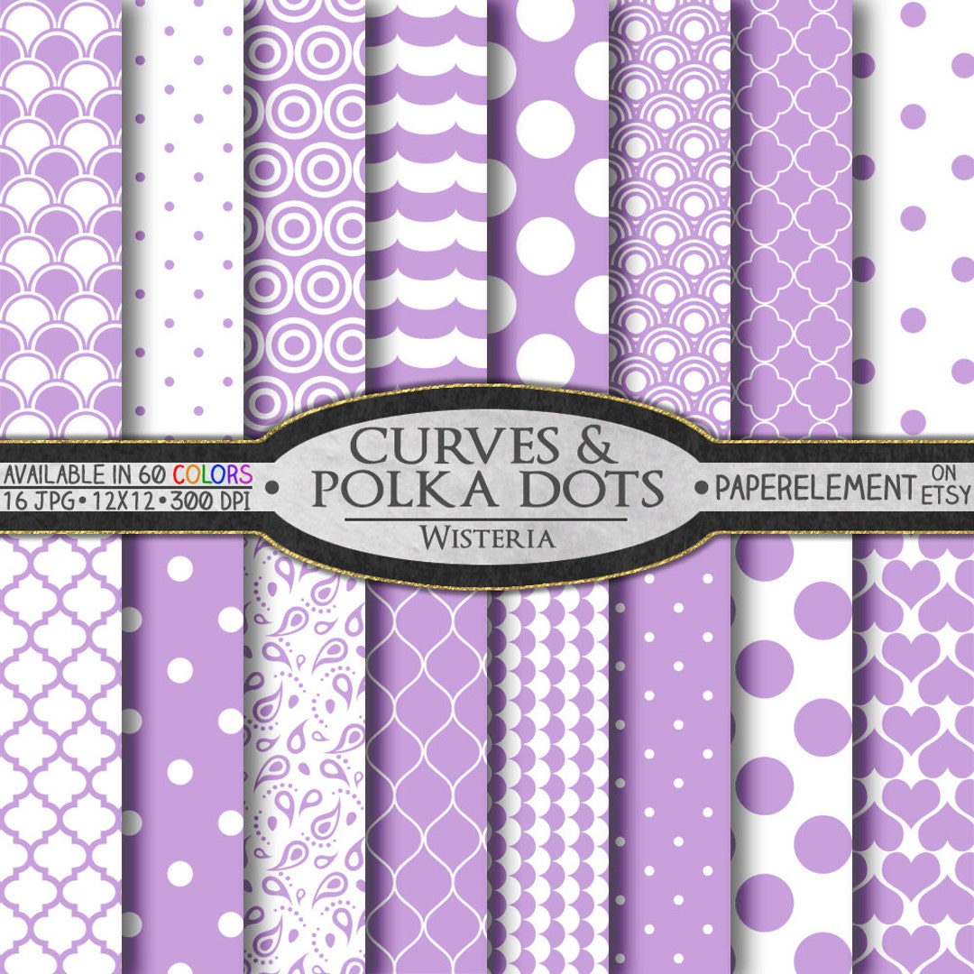 Wisteria Polka Dot Digital Paper: Purple Geometric Shapes With ...