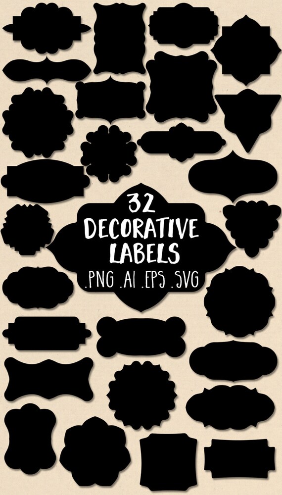 Vector Label Clipart: Labels Clip Art, Decorative Label Clipart, Badge  Clipart, Badge Clip Art, Black Label Images, White Digital Labels - Etsy