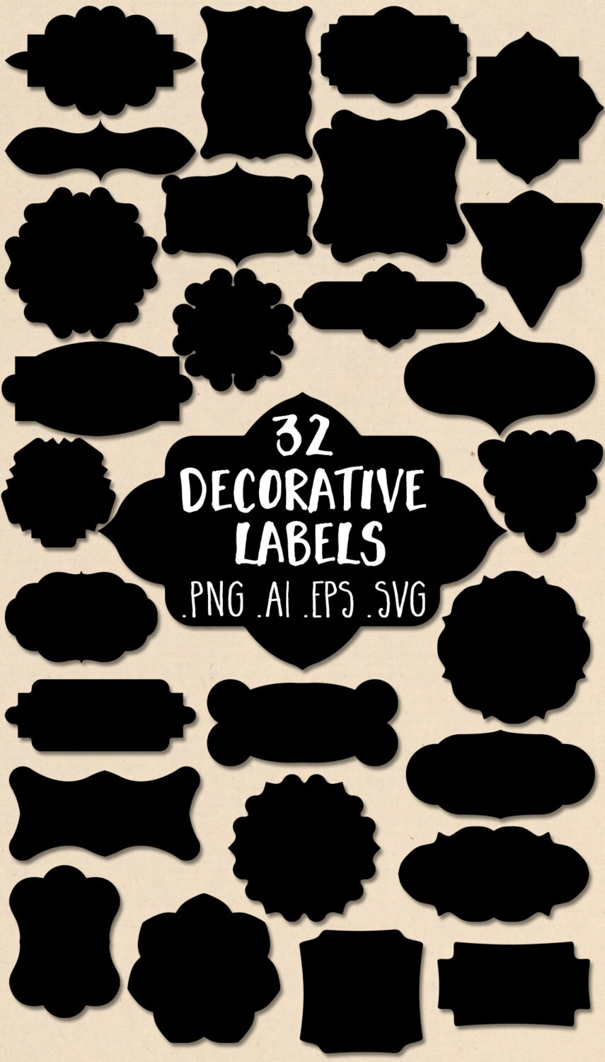 Vector Label Clipart: Labels Clip Art, Decorative Label Clipart, Badge  Clipart, Badge Clip Art, Black Label Images, White Digital Labels - Etsy